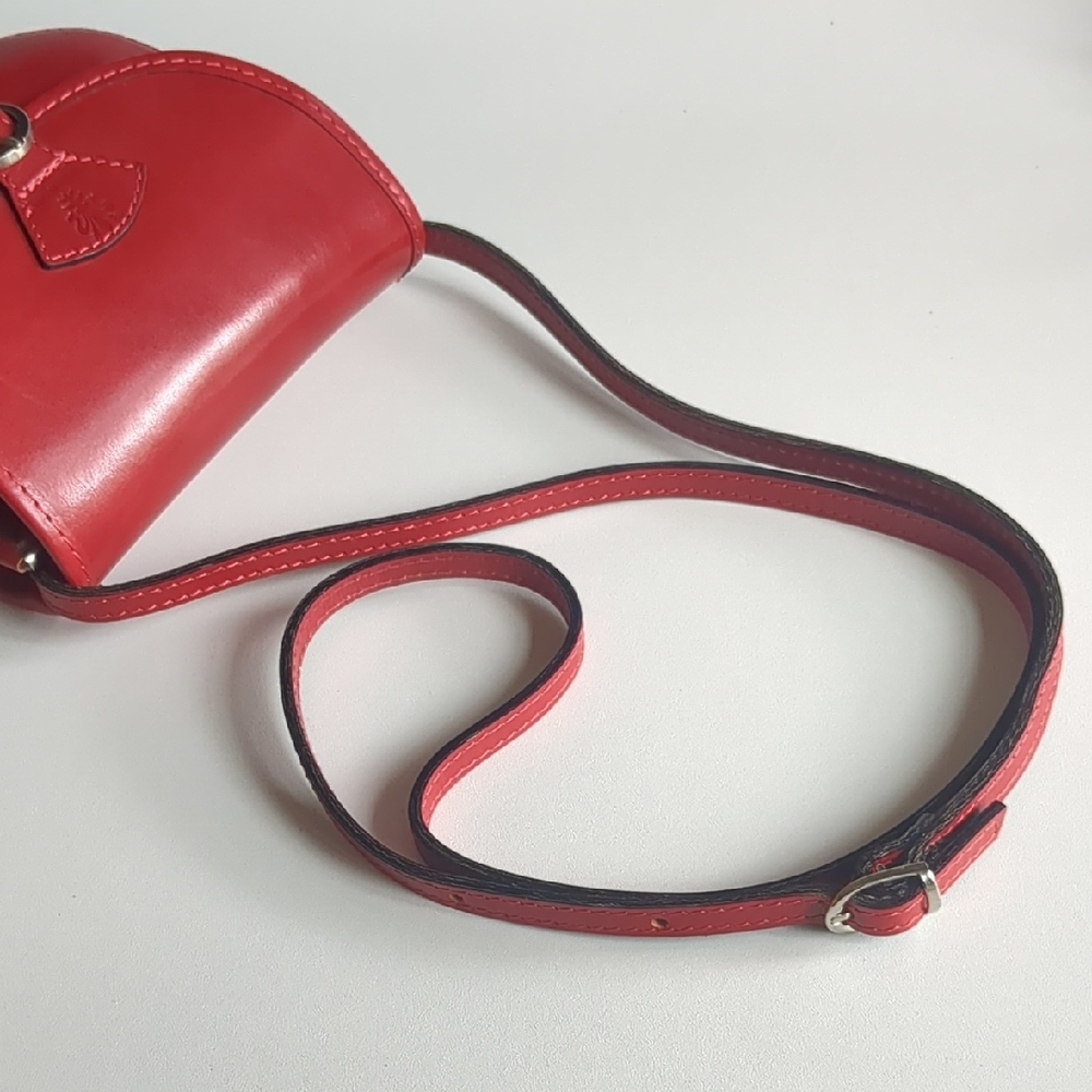 New Italian Handmade Red Leather Crossbody Bag - Picture 9 of 9